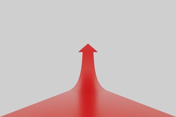 red arrow up on white background. 3d render