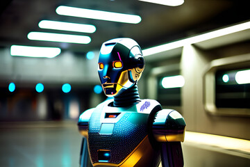 Humanoid robot standing still. 