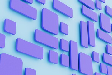 geometric purple cubes design on blue background. 3d render