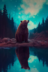 A bear that is standing in the water. Generative AI