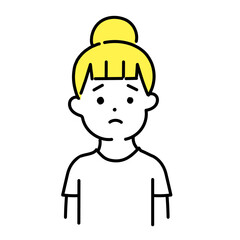 かわいい人物のイラストシリーズ _ カジュアルな女性_ 寂しい