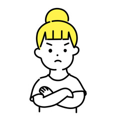 かわいい人物のイラストシリーズ _ カジュアルな女性_ 怒る