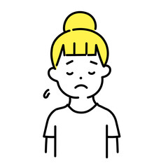 Obraz premium かわいい人物のイラストシリーズ _ カジュアルな女性_ 俯く