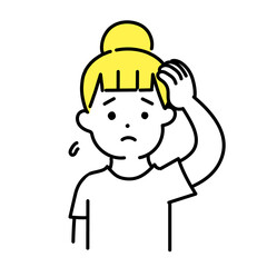 かわいい人物のイラストシリーズ _ カジュアルな女性_ 困る