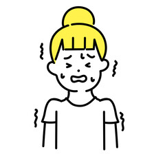 かわいい人物のイラストシリーズ _ カジュアルな服装の女性_ 怖い