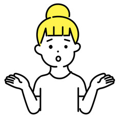 かわいい人物のイラストシリーズ _ カジュアルな女性_ 困る