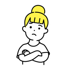 かわいい人物のイラストシリーズ _ カジュアルな服装の女性_ 考える