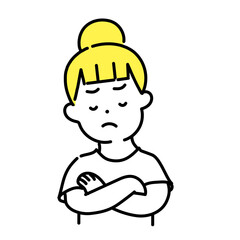 かわいい人物のイラストシリーズ _ カジュアルな服装の女性_ 考える