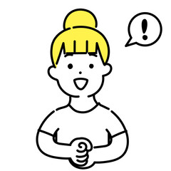 かわいい人物のイラストシリーズ _ カジュアルな服装の女性_ 閃く