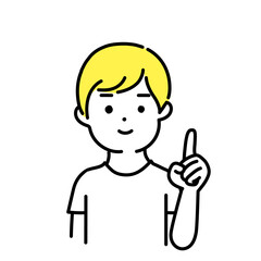 かわいい人物のイラストシリーズ _ カジュアルな男性_ 指差し