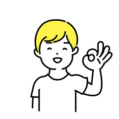 Obraz premium かわいい人物のイラストシリーズ _ カジュアルな男性_ okサイン