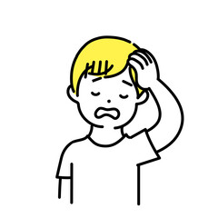 かわいい人物のイラストシリーズ _ カジュアルな男性_ 頭痛