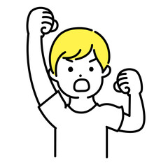 かわいい人物のイラストシリーズ _ カジュアルな男性_ 抗議