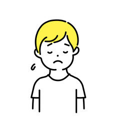 かわいい人物のイラストシリーズ _ カジュアルな男性_ 俯く