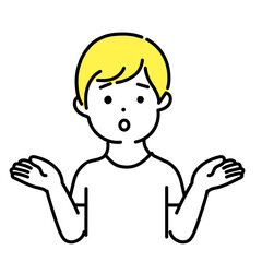 かわいい人物のイラストシリーズ _ カジュアルな男性_ 困る