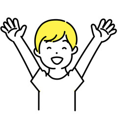 かわいい人物のイラストシリーズ _ カジュアルな服装の男性_ 幸せ