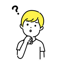 かわいい人物のイラストシリーズ _ カジュアルな服装の男性_ 疑問