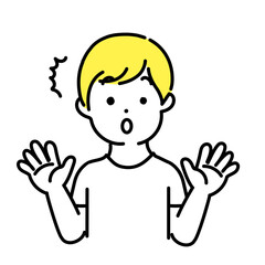 かわいい人物のイラストシリーズ _ カジュアルな男性_ 驚く