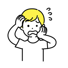 かわいい人物のイラストシリーズ _ カジュアルな男性_ 焦る