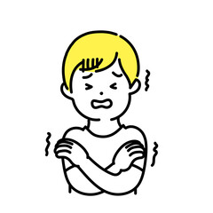 かわいい人物のイラストシリーズ _ カジュアルな服装の男性_ 寒い