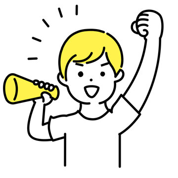 recommend clip art: かわいい人物のイラストシリーズ _ カジュアルな男性_ 応援