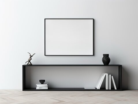 Mock up poster frame in modern home interior
