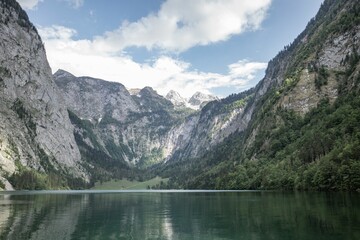 Fototapeta na wymiar Beautiful view of a landscape in German Alps Obersee Bavaria