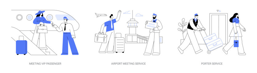 First class travel abstract concept vector illustrations.