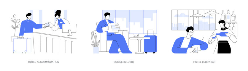 Hotel sevices for business abstract concept vector illustrations. - obrazy, fototapety, plakaty