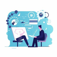 Online technical support. The operator helps the customer online. Business  illustration, Generative AI