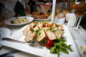 Stuffed Chicken Delight on a Banquet Table with Shallow Depth of Field