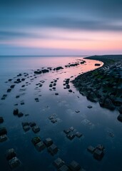 Aerial view of a scenic sea coast during sunset