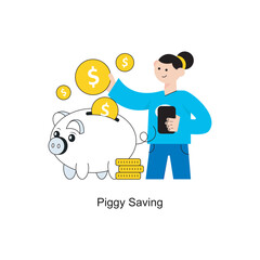 Piggy saving Flat Style Design Vector illustration. Stock illustration