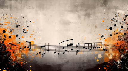 Abstract music notes background. Illustration AI Generative.