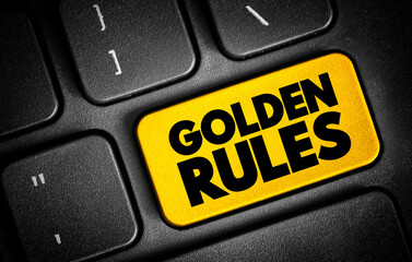 Golden Rules text button on keyboard, concept background