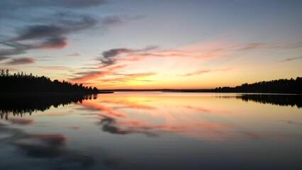 Obraz na płótnie Canvas Beautiful view of the Lake Usma at sunset