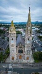 Aerial view of church in Omagh