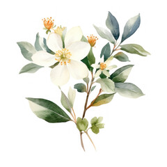 Fototapeta na wymiar Cute botanical watercolor plant. Illustration AI Generative.