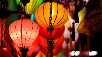 Moon cake festival traditional lanterns in different colors