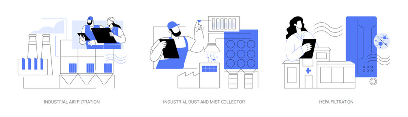 Industrial air purification abstract concept vector illustrations.