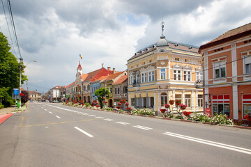 Fototapeta na wymiar A street in Reghin city - Romania. 11.Jun.2023 It is a town in Mures county - Transylvania area