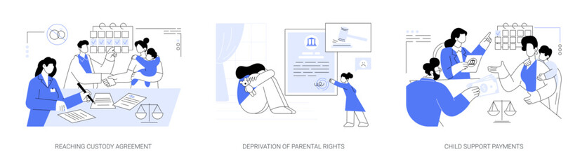 Child custody abstract concept vector illustrations.