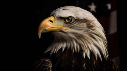 Obraz premium American Bald Eaglesymbol of america with flag. United States of America. Generative AI