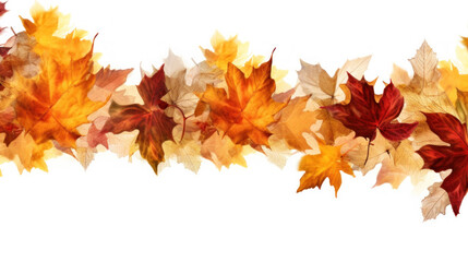 Autumn leaves border isolated. Illustration AI Generative
