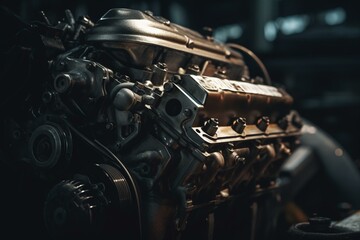 Fototapeta na wymiar Engine with combustion for automobiles. Generative AI