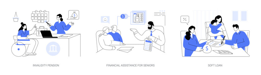 Social financial aid abstract concept vector illustrations.