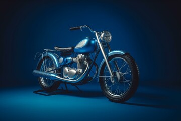 Obraz na płótnie Canvas Blue bike on blue backdrop. 3D model. Generative AI
