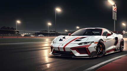 Neon Velocity: Futuristic Sports Car with Dazzling Light Trails