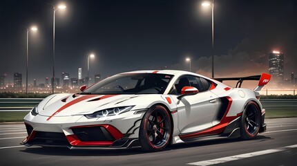 Neon Velocity: Futuristic Sports Car with Dazzling Light Trails