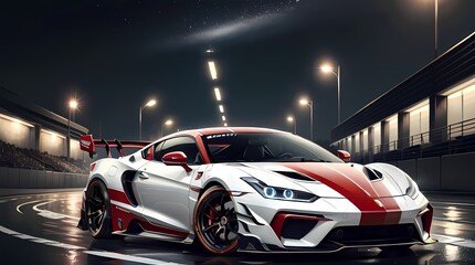 Neon Velocity: Futuristic Sports Car with Dazzling Light Trails